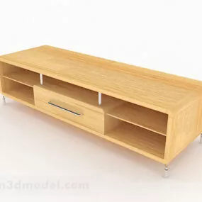 Yellow Wooden Tv Cabinet V5 3d model