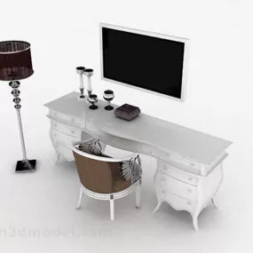 European White Wooden Locker V1 3d model