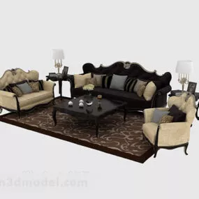 European Sofa And Coffee Table Combination 3d model