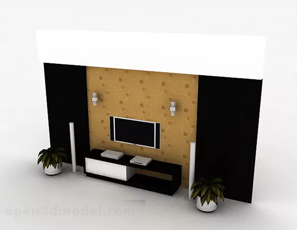 Modern Black Wooden Tv Cabinet V1 3d model Modern Black Wooden Tv Cabinet V1 3d model