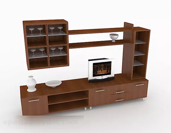 Brown Wooden Tv Cabinet V2 3d model Brown Wooden Tv Cabinet V2 3d model