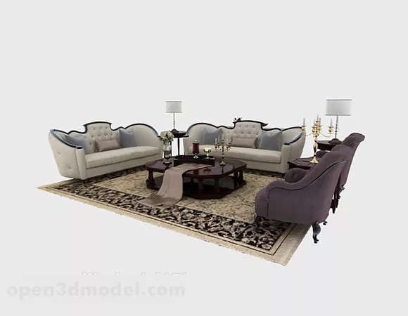 European Sofa Coffee Table Combination V1 3d model European Sofa Coffee Table Combination V1 3d model