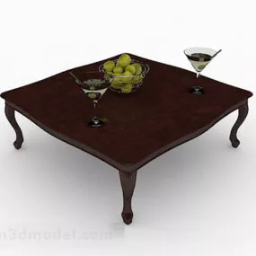 Brown Wooden Coffee Table V1 3d model