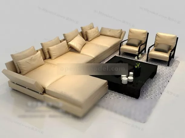 Beige Leather Combination Sofa 3d model Beige Leather Combination Sofa 3d model