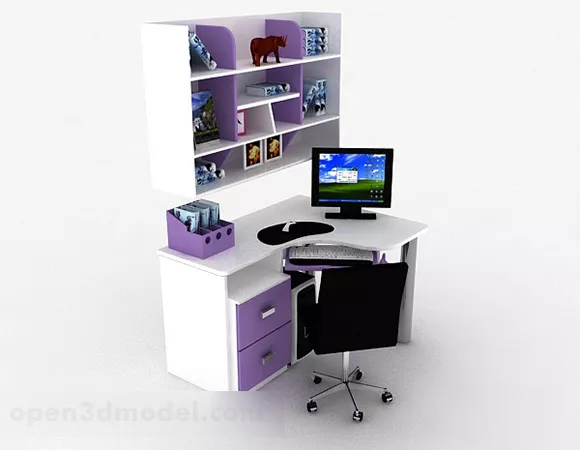 Purple Desk Cabinet 3d model Purple Desk Cabinet 3d model