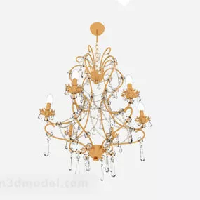 European Yellow Chandelier 3d model