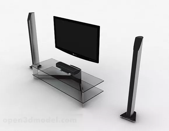Black Tv With Speaker 3d model Black Tv With Speaker 3d model