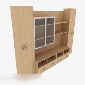 Yellow Wooden Tv Cabinet V7 3d model