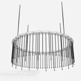 Black Round Frame Chandelier 3d model