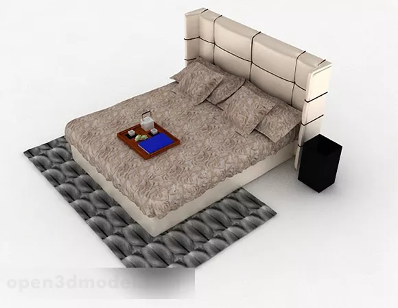 Brown Double Bed V1 3d model Brown Double Bed V1 3d model