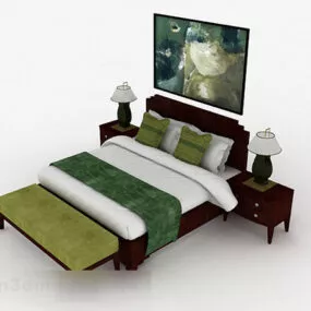 Brown Home Double Bed V1 3d model