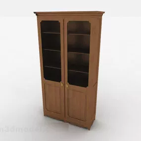 Brown Wooden Bookcase V1 3d model