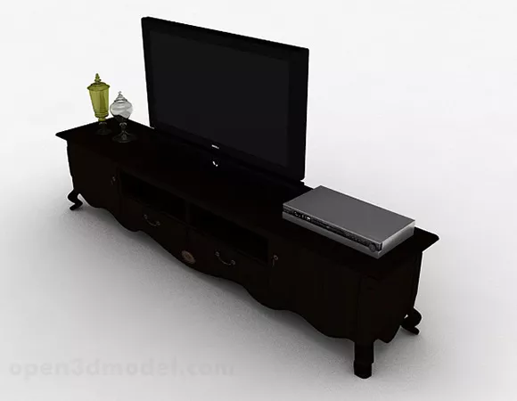 Black Tv With Stand 3d model Black Tv With Stand 3d model