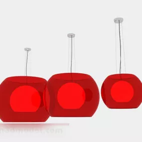 Three Red Chandelier 3d model