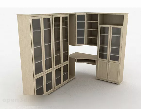Light Brown Home Bookcase V1 3d model Light Brown Home Bookcase V1 3d model