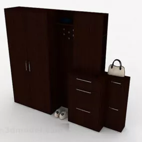 Brown Wooden Wardrobe V1 3d model