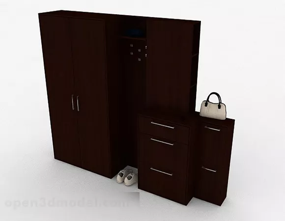 Brown Wooden Wardrobe V1 3d model Brown Wooden Wardrobe V1 3d model