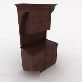 Brown Wooden Cabinet V3 3d model