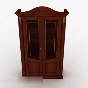 Brown Wooden Wardrobe V2 3d model