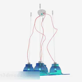 Blue Shade Chandelier 3d model