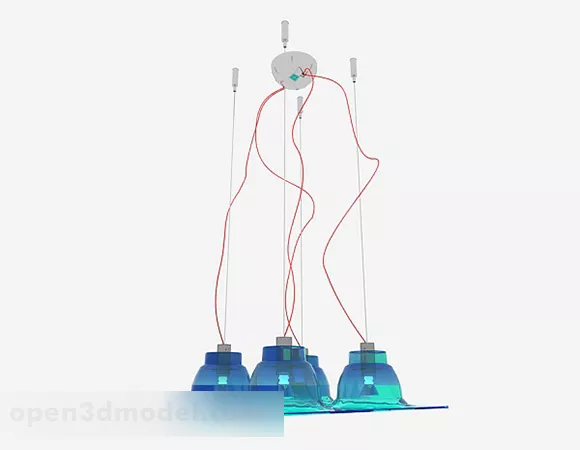 Blue Shade Chandelier 3d model Blue Shade Chandelier 3d model