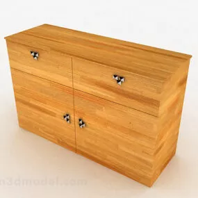 Yellow Wooden Shoe Cabinet 3d model