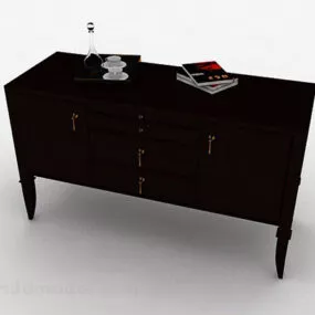 Brown Wooden Cabinet V4 3d model
