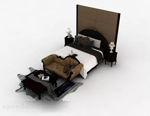 European Classical Double Bed V1 3d model European Classical Double Bed V1 3d model