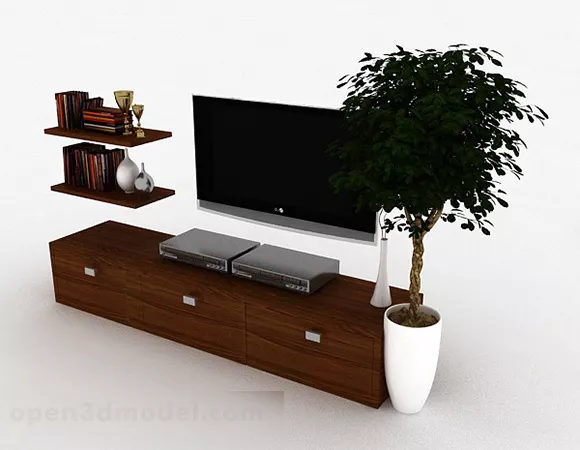 Black Tv Set Furniture 3d model Black Tv Set Furniture 3d model