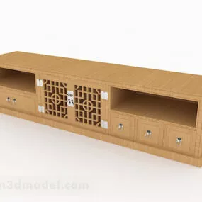 Yellow Wooden Tv Cabinet V8 3d model