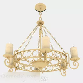 Yellow Brass Chandelier 3d model