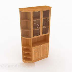 Yellow Home Wooden Porch Cabinet 3d model