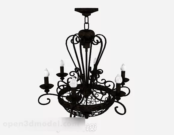 European Retro Black Chandelier 3d model European Retro Black Chandelier 3d model