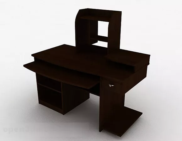 Dark Brown Wooden Desk 3d model Dark Brown Wooden Desk 3d model