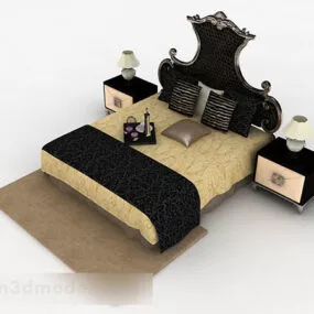 European Style Home Double Bed V1 3d model