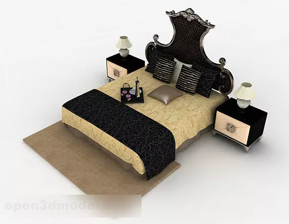 European Style Home Double Bed V1 3d model European Style Home Double Bed V1 3d model