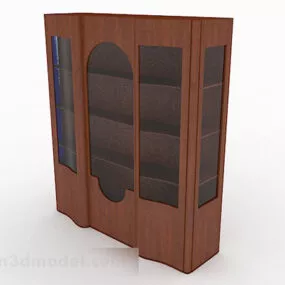 Brown Wooden Bookcase V3 3d model