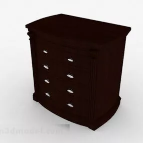 Brown Wooden Bedside Table V5 3d model