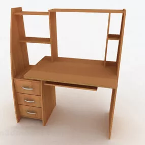 Brown Wooden Desk 3d model