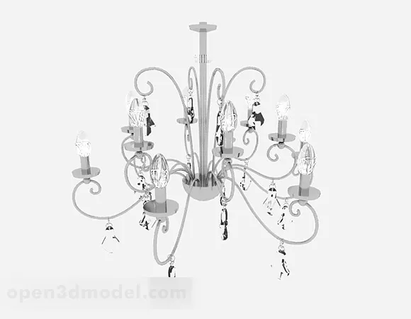 European Silver Chandelier 3d model European Silver Chandelier 3d model