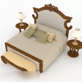 European Classical Double Bed V2 3d model