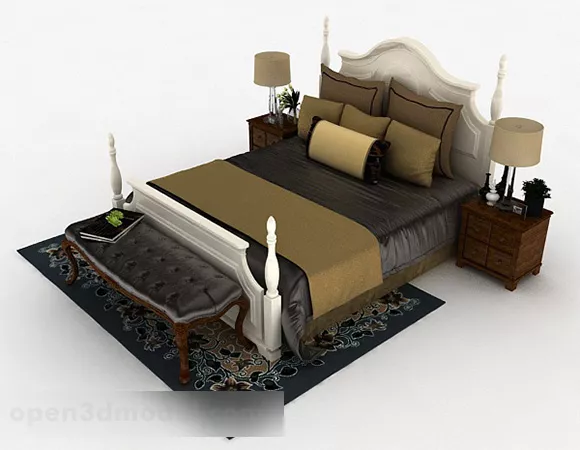 European Design Home Double Bed 3d model European Design Home Double Bed 3d model