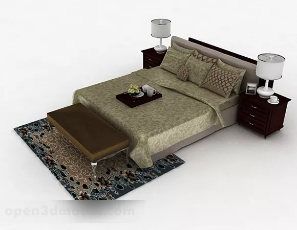 Brown Home Double Bed V3 3d model Brown Home Double Bed V3 3d model
