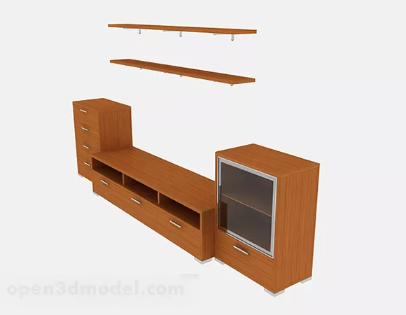 Brown Wooden Tv Cabinet V10 3d model Brown Wooden Tv Cabinet V10 3d model