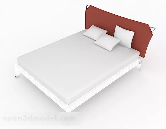 Simple White Double Bed V1 3d model Simple White Double Bed V1 3d model