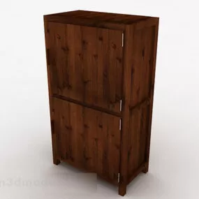 Brown Wooden Wardrobe V3 3d model