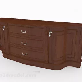 Brown Wooden Office Cabinet V2 3d model