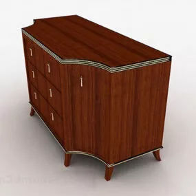 Brown Wooden Entrance Cabinet V1 3d model