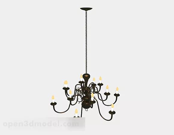 European Brown Chandelier V3 3d model European Brown Chandelier V3 3d model