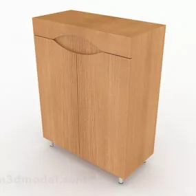 Brown Wooden Wardrobe V4 3d model